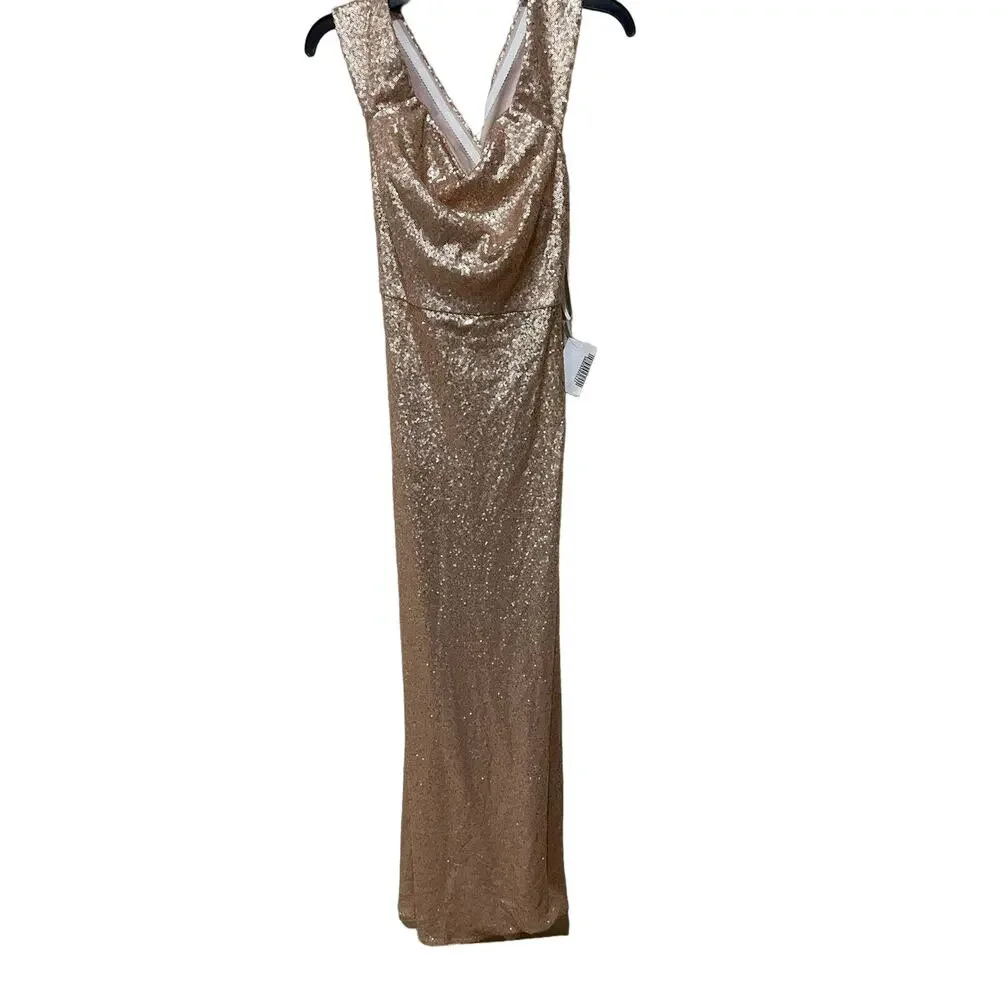 DESSY COLLECTION ELLE SEQUIN DRESS IN‎ ROSE GOLD Size 2